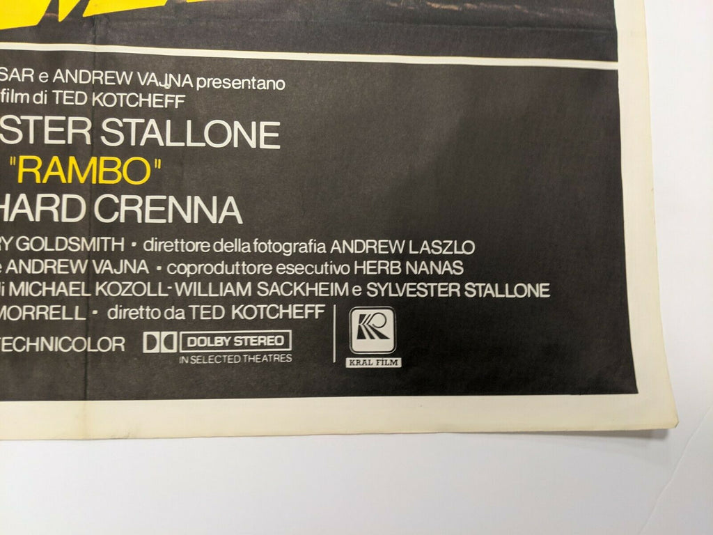 ITALIAN Rambo Sylvester Stallone 27x29 Vintage Movie Foreign Movie Poster