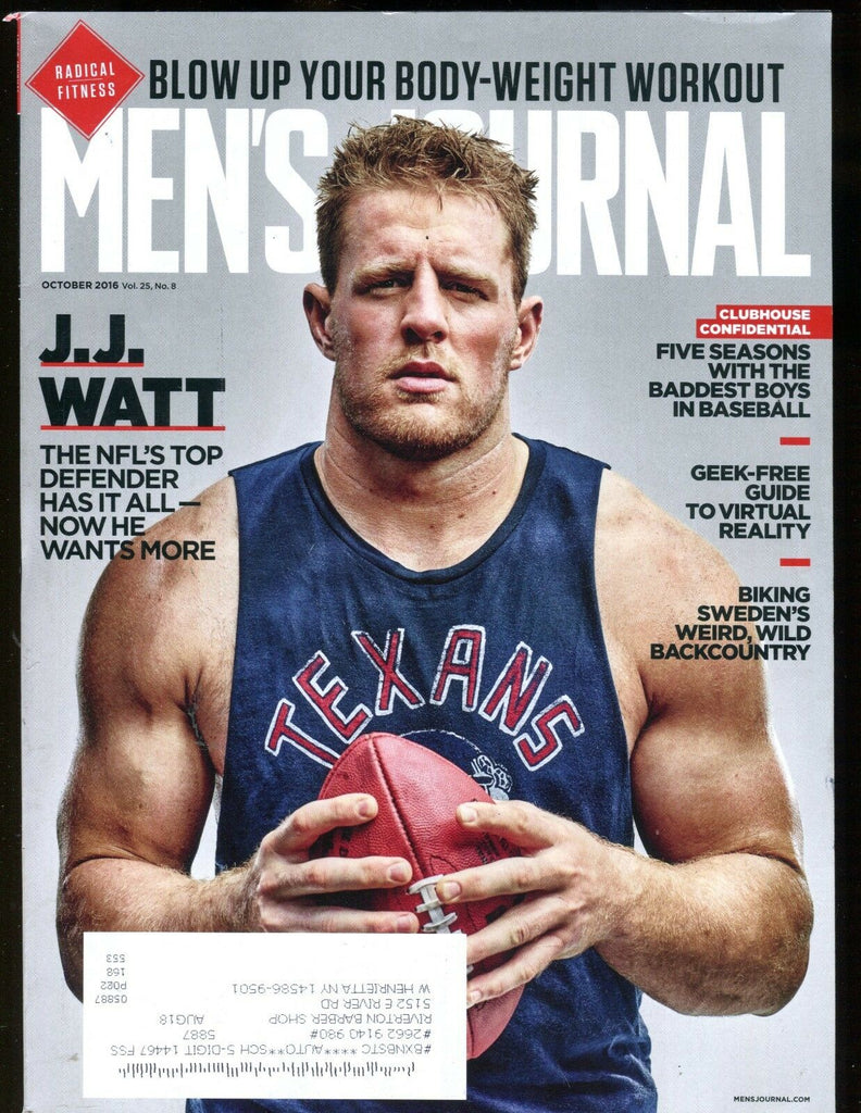 Men's Journal Magazine October 2016 J.J. Watt EX w/ML 012017jhe