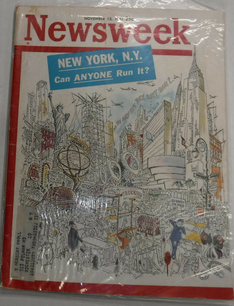 Newsweek Magazine New York City Can Anyone Run It November 13, 1961 100316R2