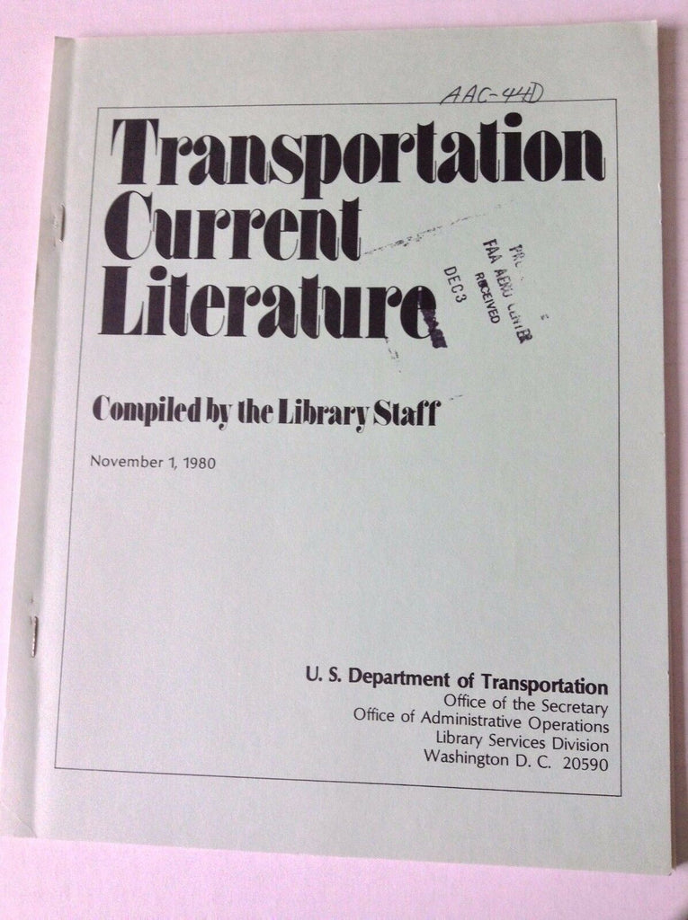 Transportation Current Literature Magazine November 1, 1980 FAL 050517nonrh
