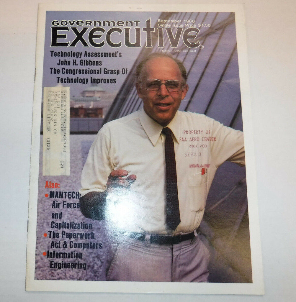 Government Executive Magazine John H. Gibbons September 1980 FAL FAA 102516R