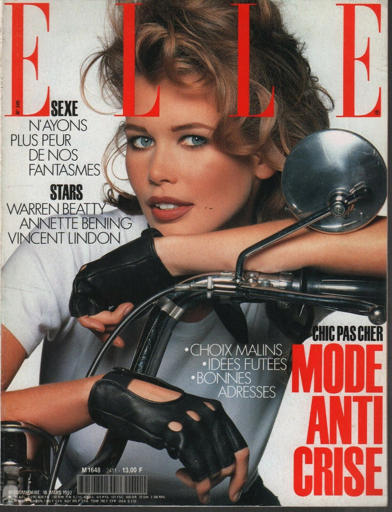 Elle French Fashion 16 Mars 1992 Claudia Schiffer Warren Beatty 091819AME2