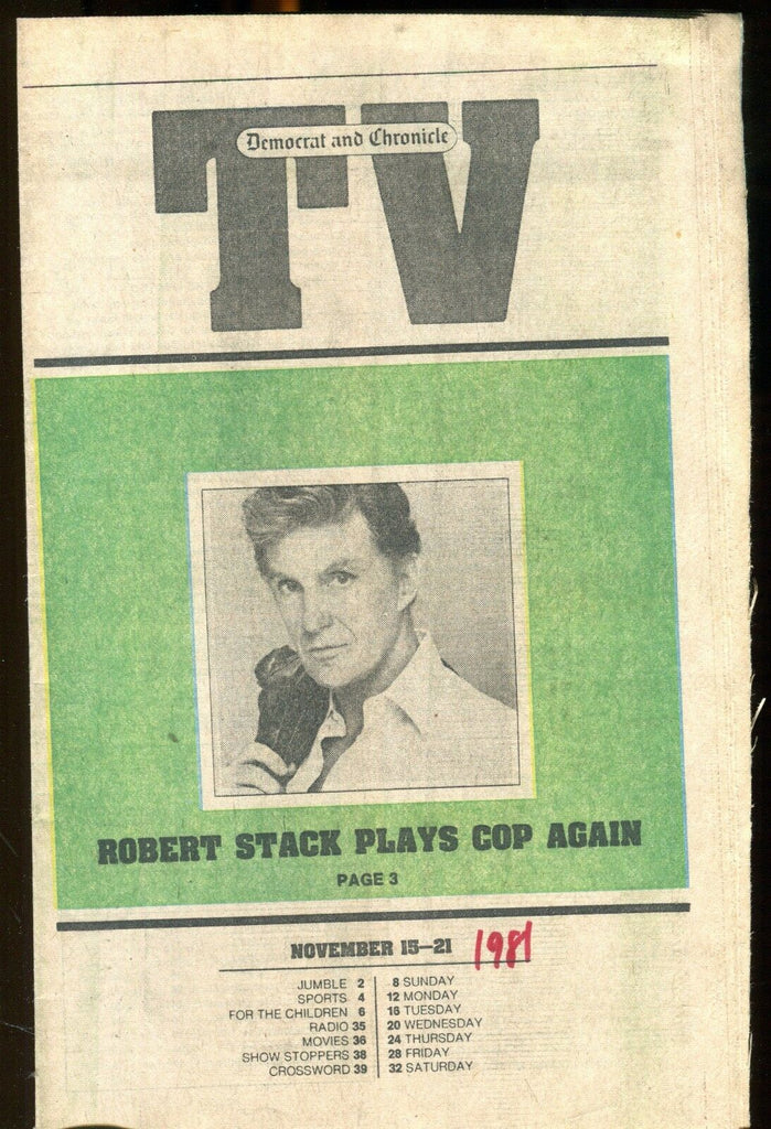 TV Democrat & Chronicle Nov. 15-21 1981 Robert Stack EX 022117nonjhe