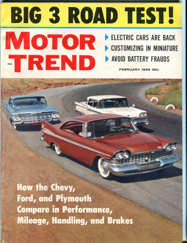 Motor Trend Magazine February 1959 Chevy Ford EX No ML 053117nonjhe