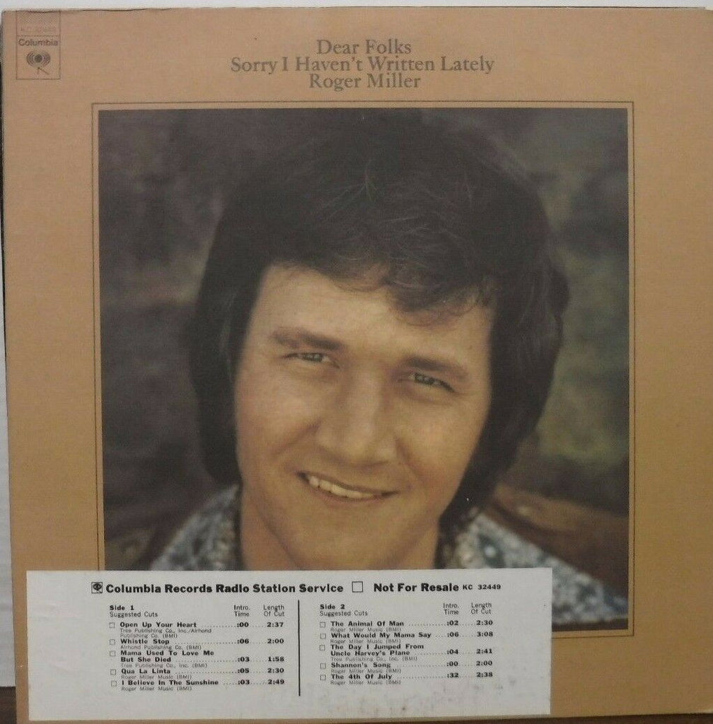 Roger Miller Dear Folks Sorry I have not Written Lately 33RPM PROMO 121116LLE