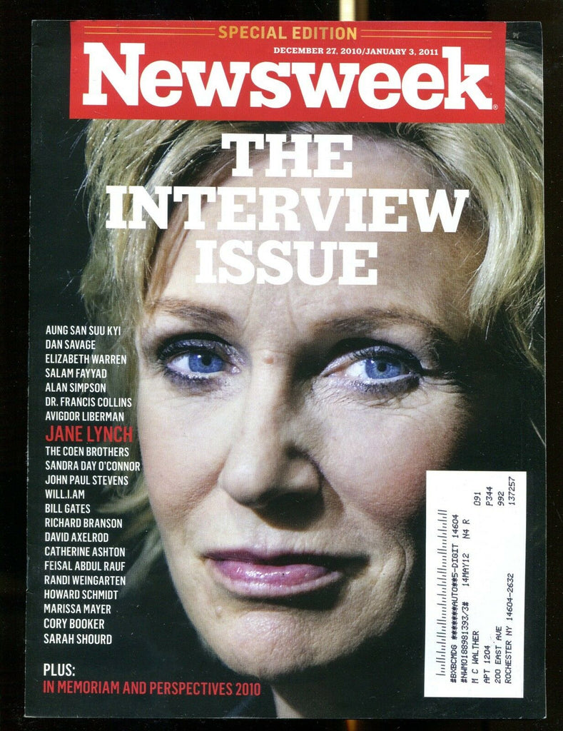 Newsweek Magazine December 27 2010 Jane Lynch EX w/ML 122816jhe