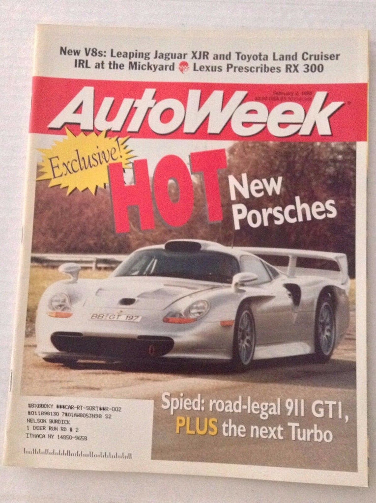 Autoweek Magazine New Porsches Jaguar XJR February 2,1998 020117RH