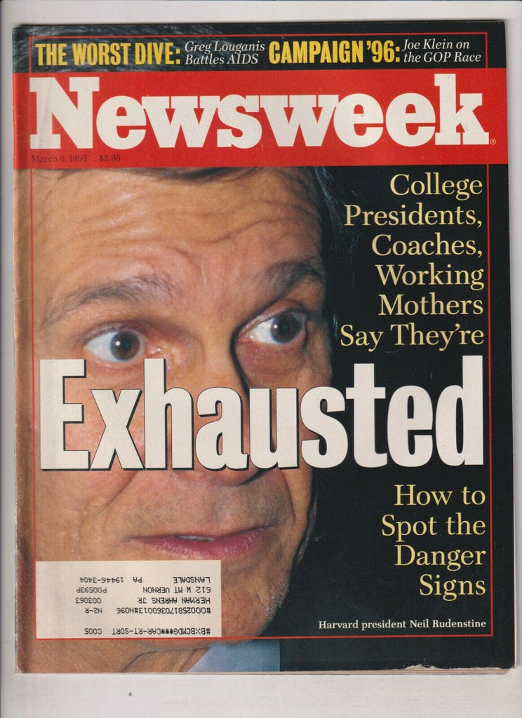 Newsweek Mag Harvard President Neil Rudenstine March 6, 1995 021720nonr