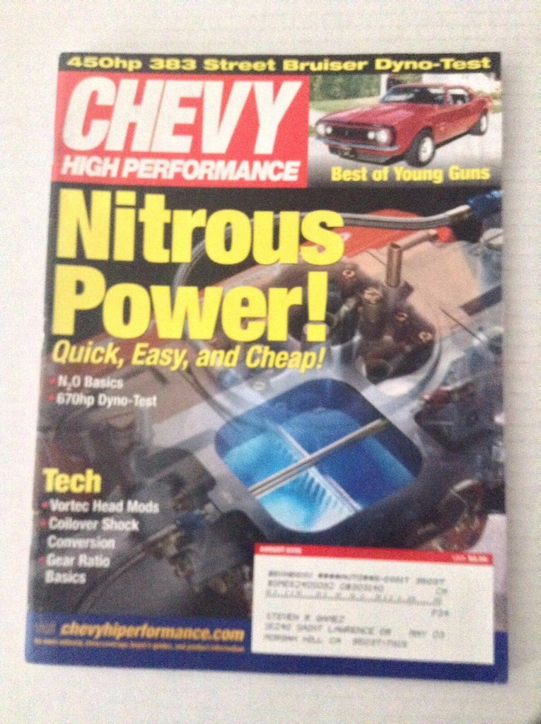 Chevy High Performance Magazine Nitrous Quick Cheap August 2002 031417NONRH