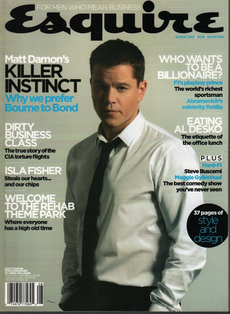 Esquire UK Magazine August 2007 Matt Damon Isla Fisher Steve Buscemi 031320AME