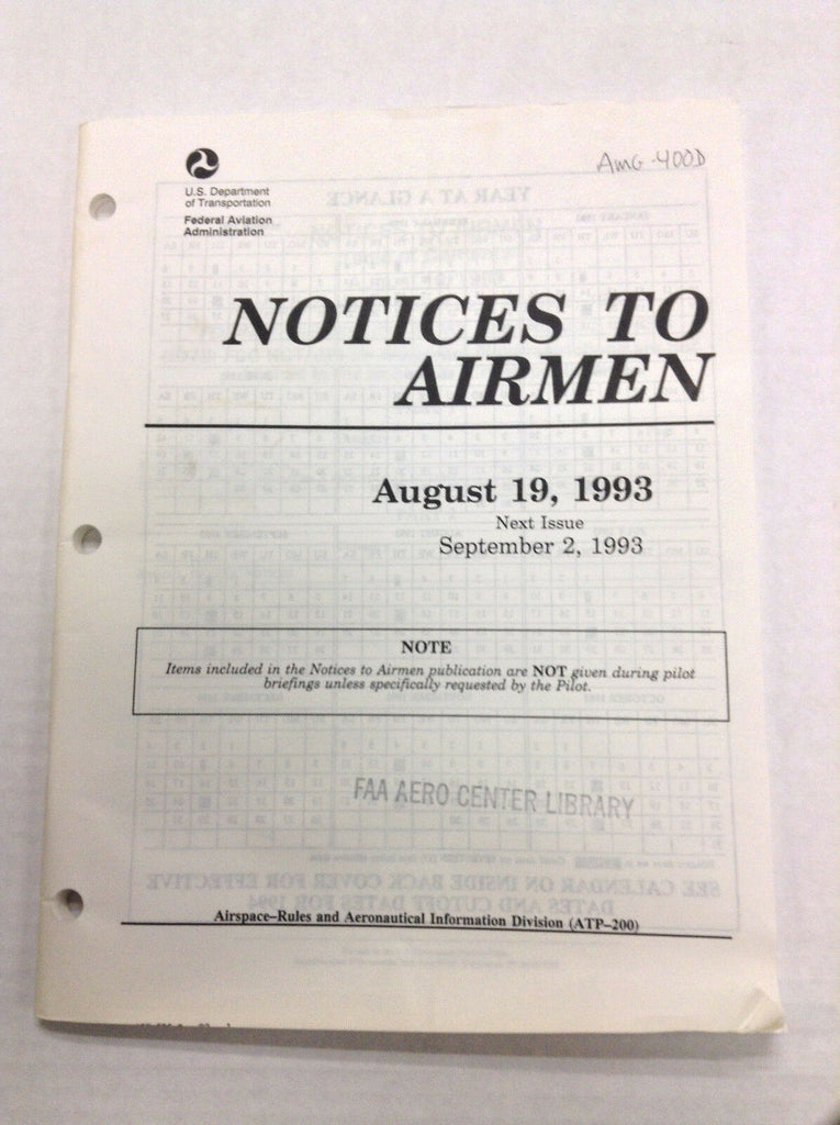 Notices To Airmen Magazine Area Expansion August 19, 1993 022217R