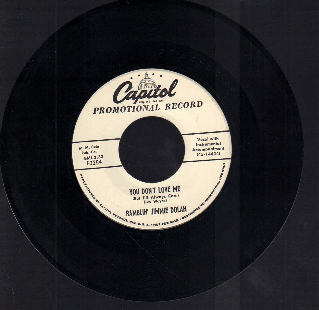 ramblin Jimmie Dolan You Don't Love Me Capitol Records WLP 45 RPM Vinyl 45AME