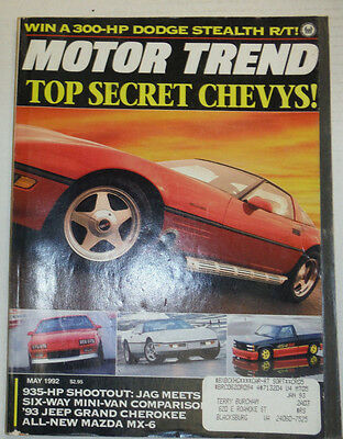 Motor Trend Magazine Top Secret Chevys Jaguars May 1992 012815R