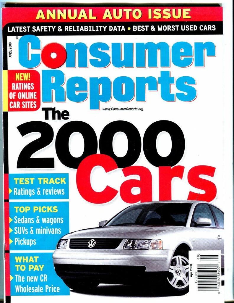 Consumer Reports Magazine April 2000 Cars EX No ML 051517nonjhe