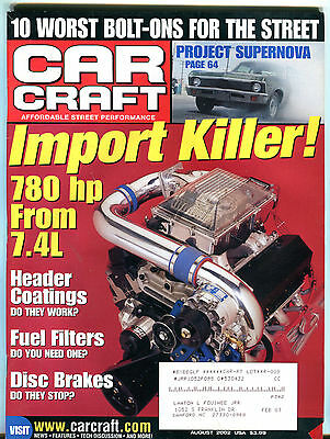 Car Craft Magazine August 2002 Import Killer! EX 020416jhe