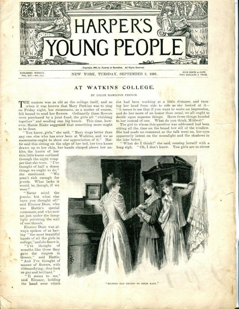 Harper's Young People Magazine September 5 1893 Watkins College ACC 042417nonjhe