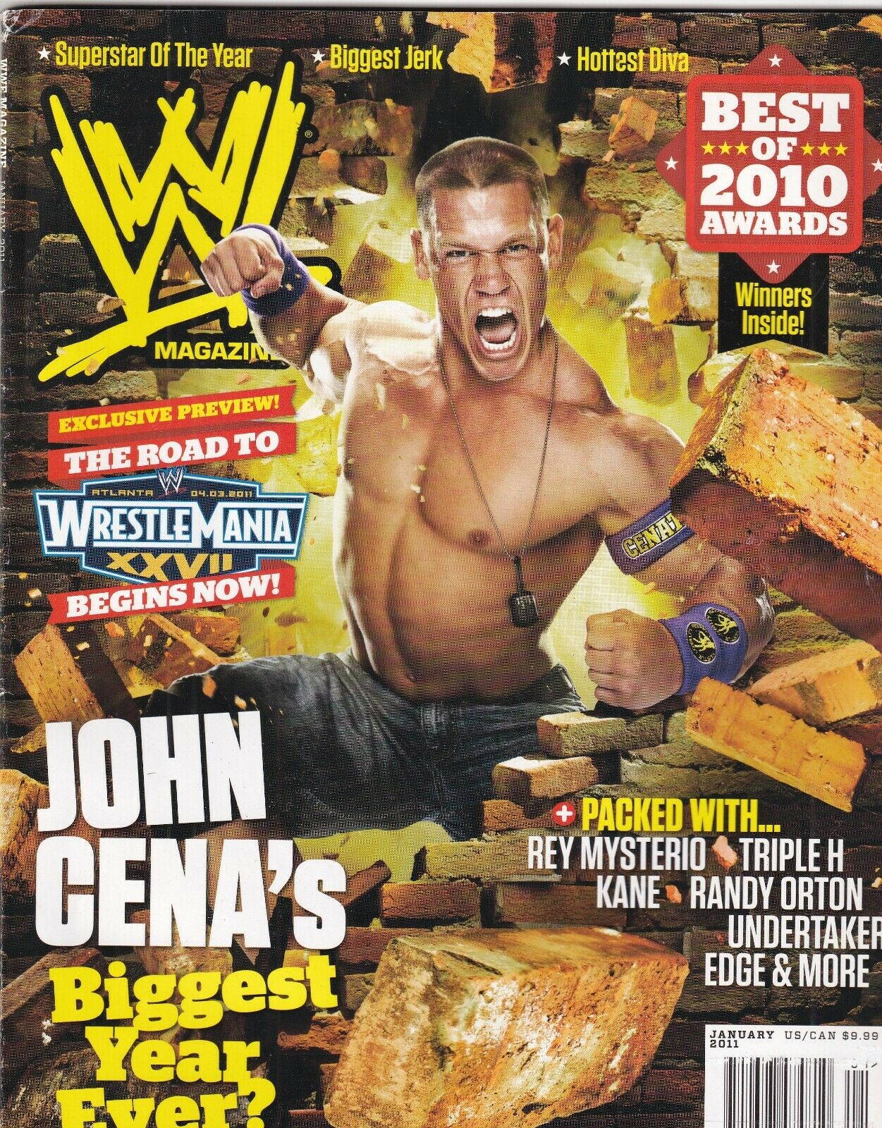 WWE Magazine John Cena Rey Mysterio Triple H January 2011 101519nonr – mr- magazine-hobby