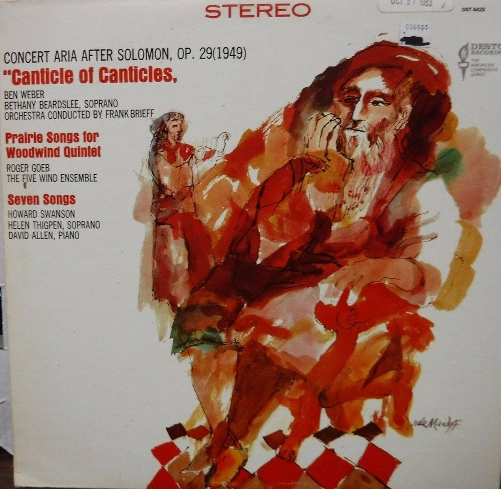 Concert Aria After Solomon OP 29 Canticle of Canticles 33RPM 10117LLE