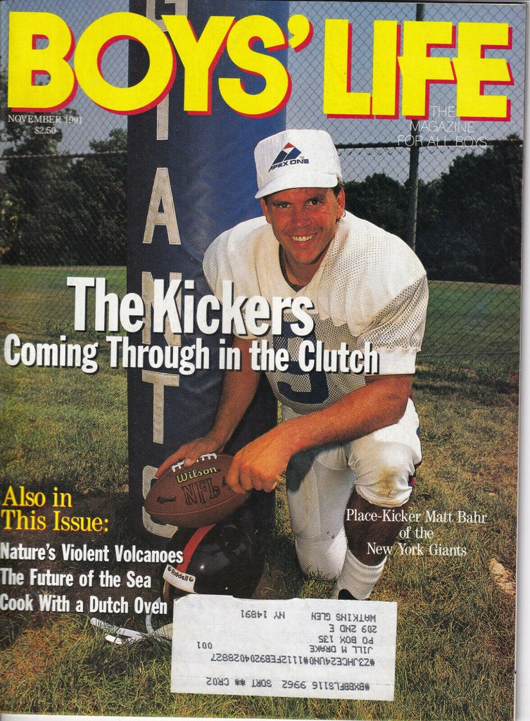 Boys' Life Magazine Matt Bahr NY Giants November 1991 021219nonr