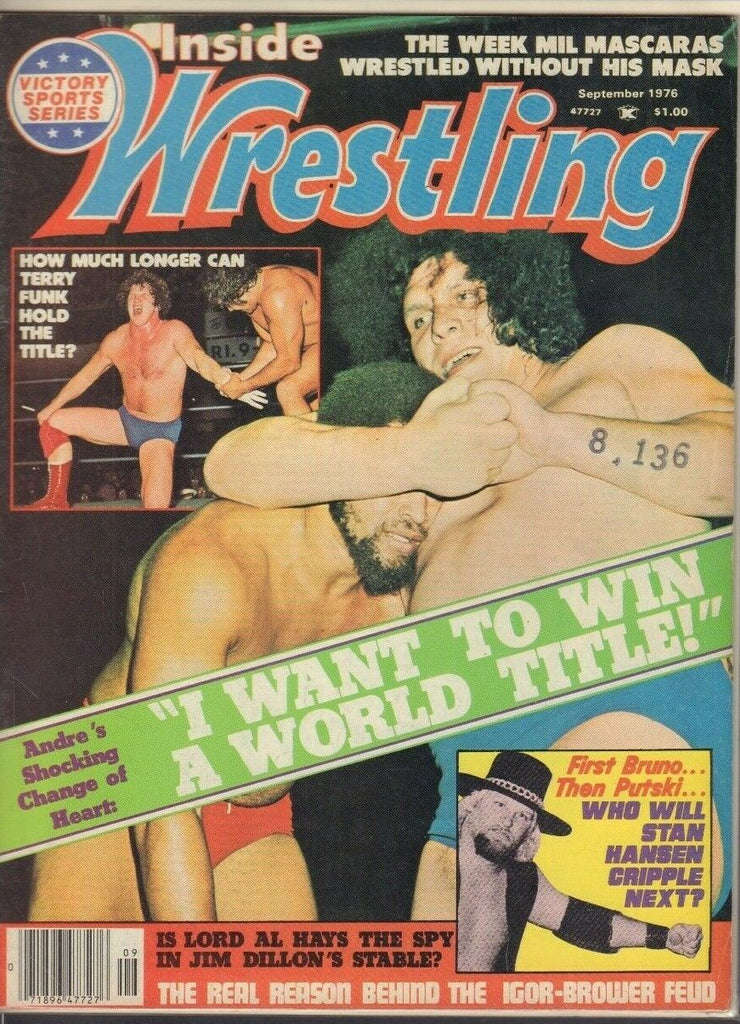 Inside Wrestling September 1976 Andre The Giant Terry Funk Mil Mascara 022719DBE