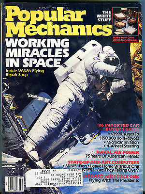 Popular Mechanics Magazine February 1986 NASA's Flying Repair Shop EX 032116jhe