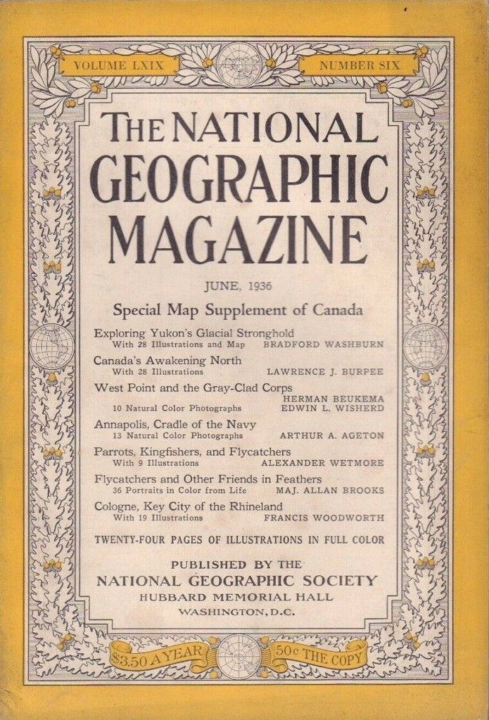 National Geographic June 1936 w/Map & Vintage Coke Ad 020817DBE