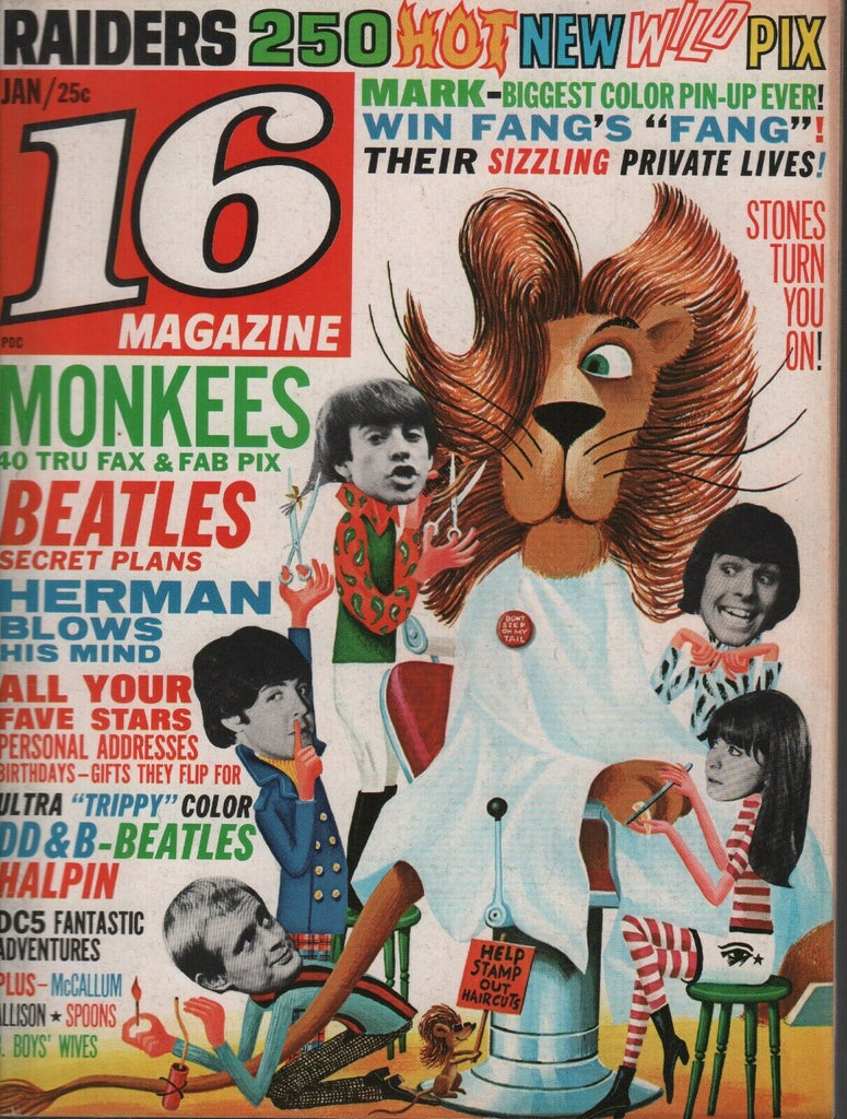 16 Magazine January 1967 The Beatles The Monkees Roling Stones 093019AME3