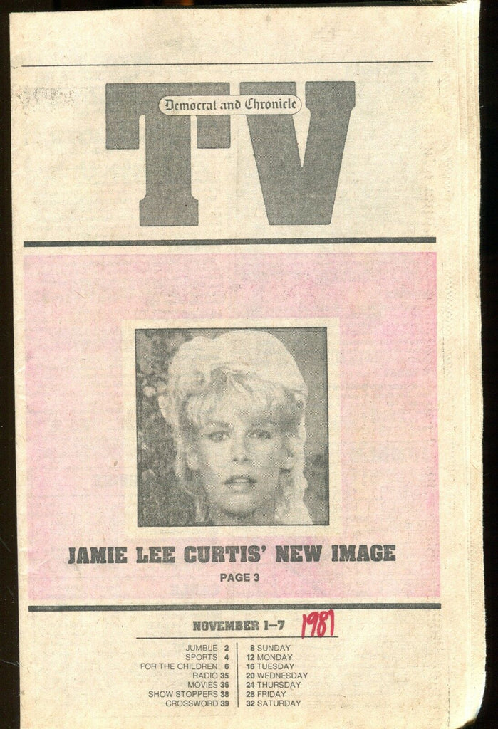 TV Democrat & Chronicle Nov. 1-7 1981 Jamie Lee Curtis EX 022117nonjhe