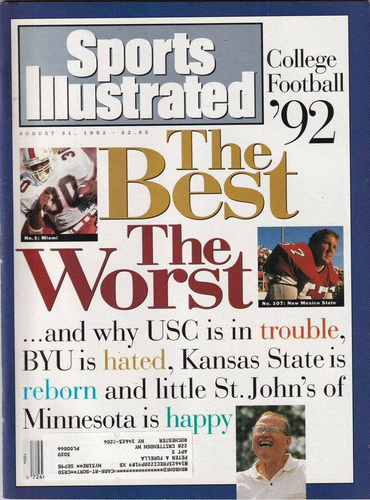 Sports Illustrated College Football The Best & Worst August 31, 1992 091719nonr