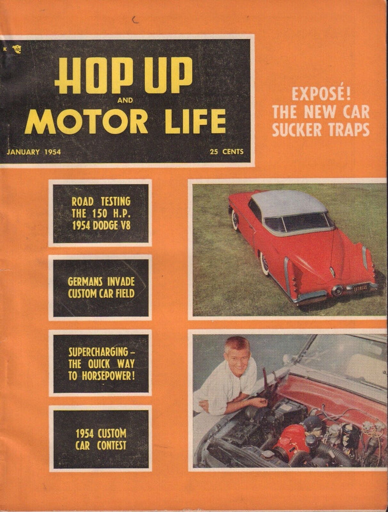 Hop Up And Motor Life Magazine January 1954 Dodge V8 Custom Cars 080217nonjhe