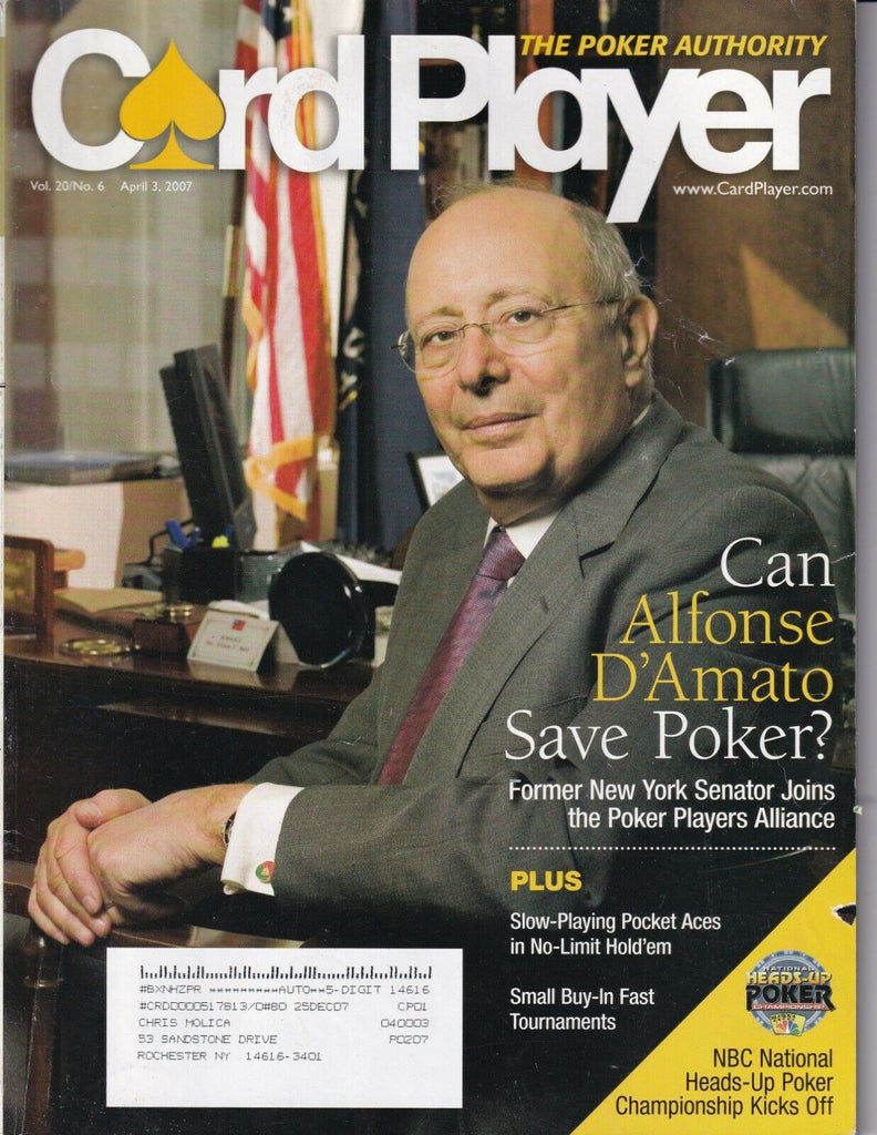 Card Player Magazine Alfonse D' Amato Save Poker? April 3, 2007 032019nonr