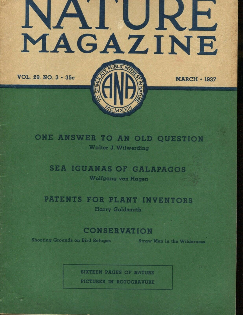 Nature Magazine March 1937 Sea Iguanas VG No ML 020617jhe