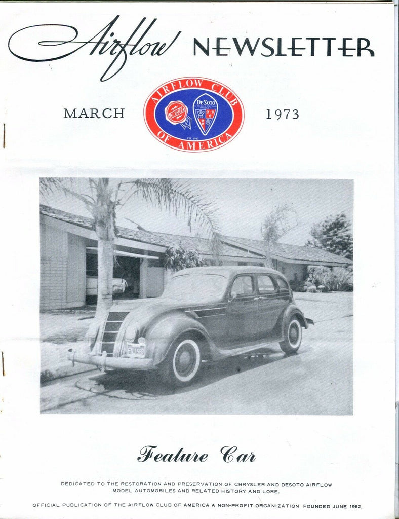 Airflow Newsletter March 1973 Chrysler DeSoto EX No ML 031017nonjhe