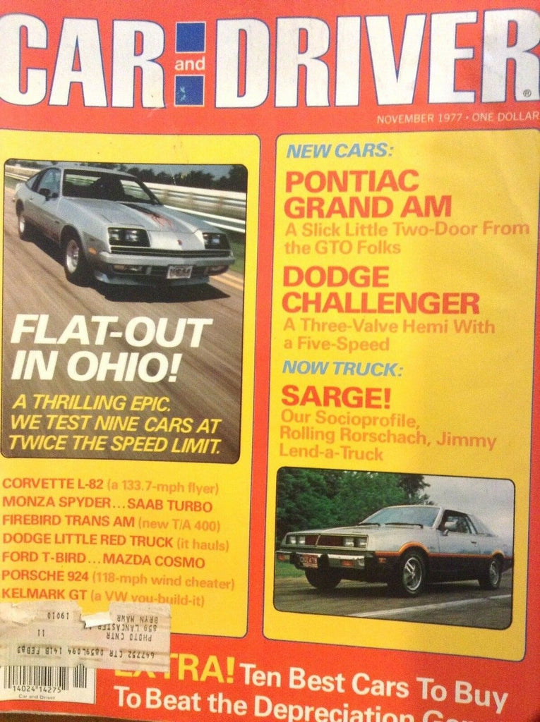 Car And Driver Magazine Pontiac Grand Am Dodge November 1977 010418nonrh
