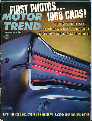 Motor Trend Magazine September 1965 Ford '66 Bronco VGEX 061416jhe