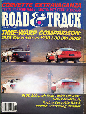 Road & Track Magazine February 1986 Corvette vs. 1968 L-88 VGEX 010516jhe