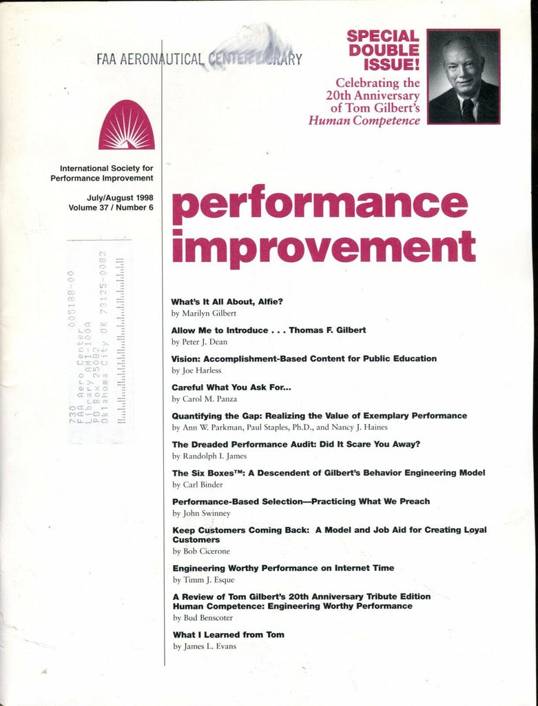 Performance Improvement Magazine July/August 1998 FAA EX w/ML 022417nonjhe