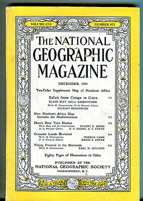 National Geographic Magazine December 1954 Africa Safari No Map VG 071316jhe