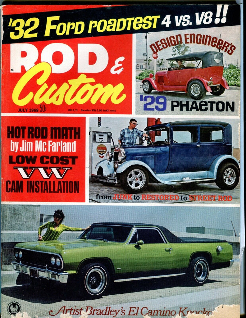Rod & Custom Magazine July 1968 '32 Ford Road Test VG No ML 041217nonjhe