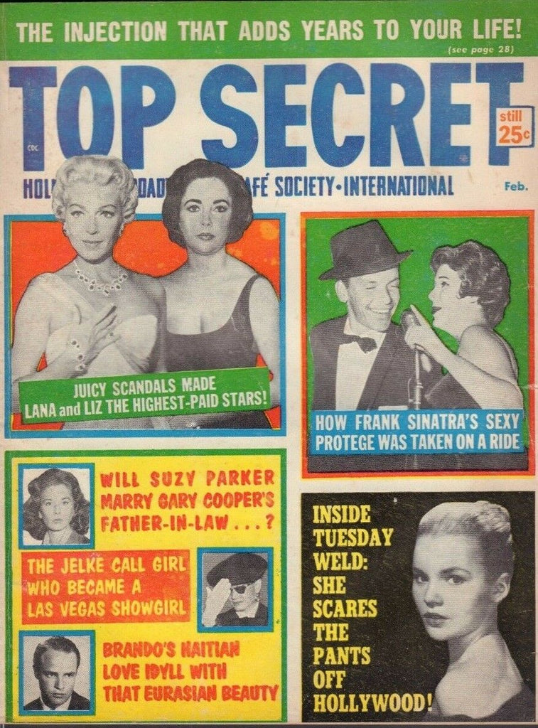 Top Secret February 1960 Liz Taylor Frank Sinatra Marlon Brando 012519DBE