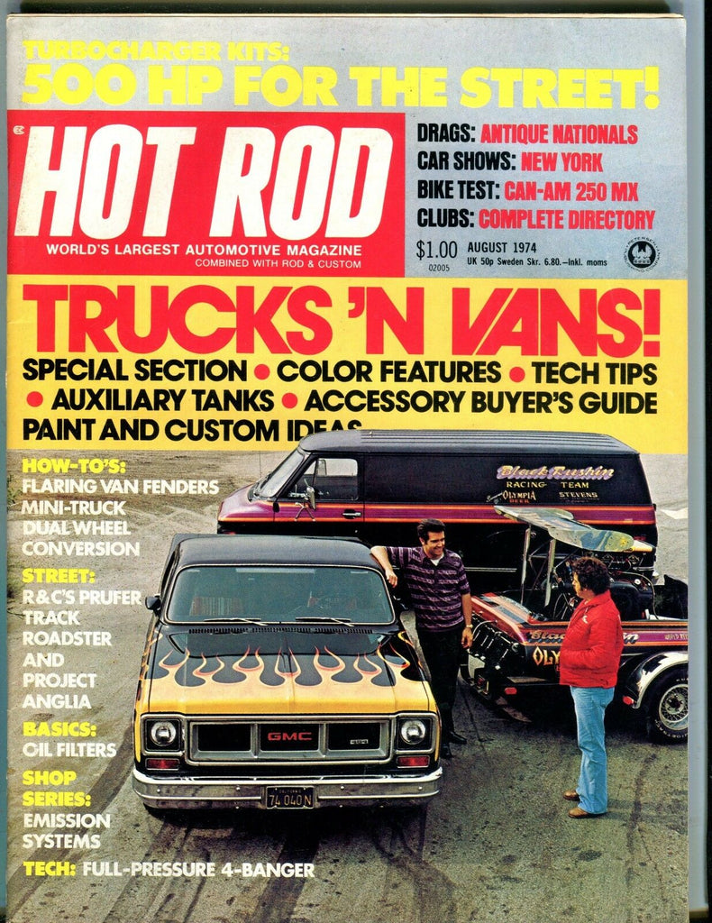 Hot Rod Magazine August 1974 Trucks 'N Vans EX No ML 051217nonjhe