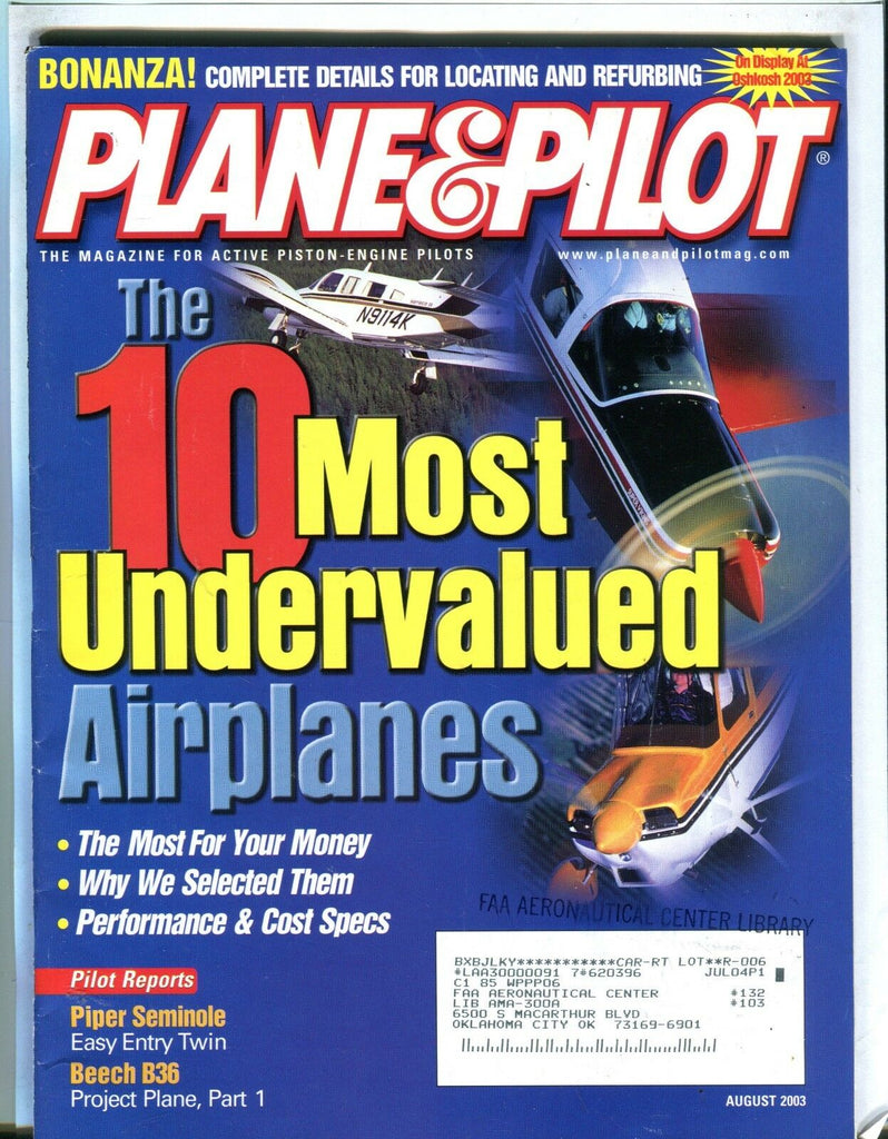 Plane & Pilot Magazine August 2003 Piper Seminole EX w/ML FAA Library 101916jhe