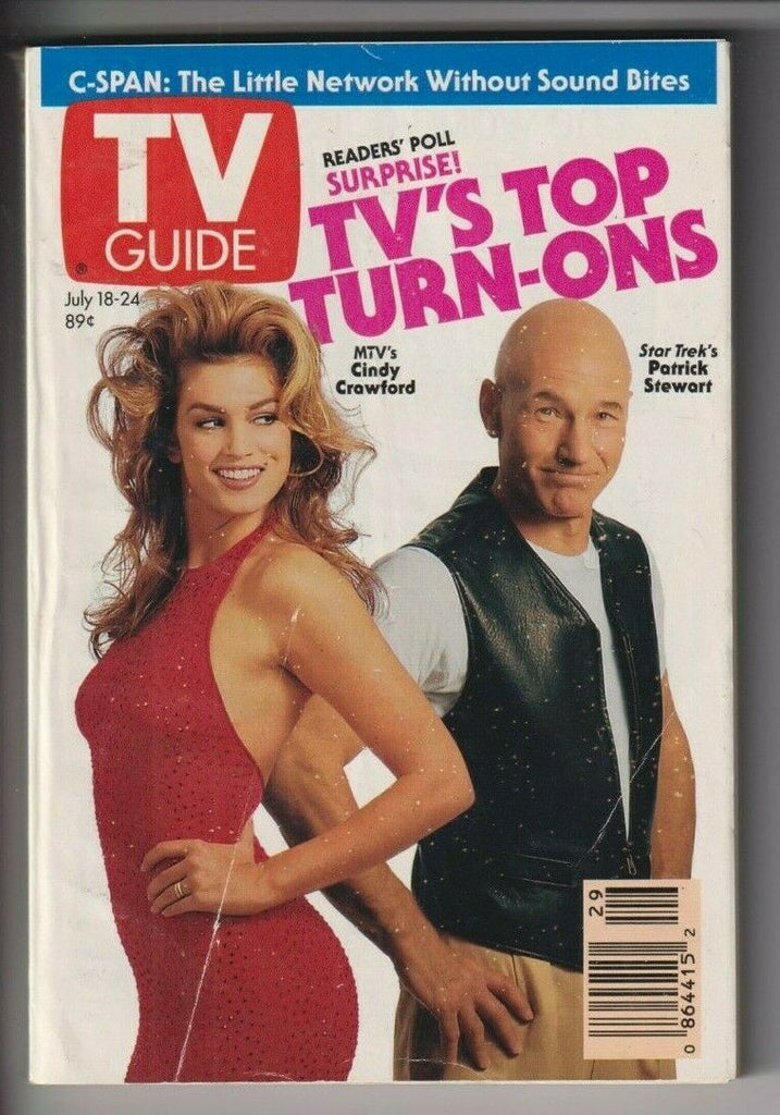 Tv Guide Mag Cindy Crawford Patrick Stewart July 18-24, 1992 110519nonr