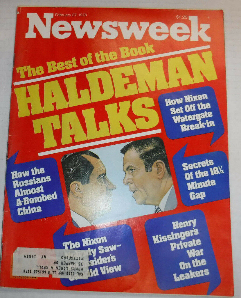 Newsweek Magazine Richard Nixon Haldeman Talks February 27, 1978 101016R2