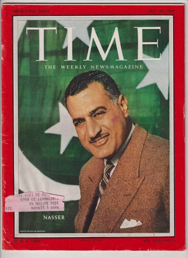 Time Mag Gamal Abdel Nasser July 28, 1958 022620nonr