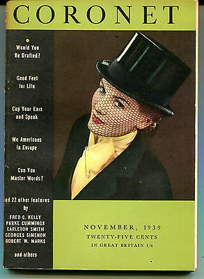 Coronet Magazine November 1939 Great pics/stories VGEX 121815jhe2