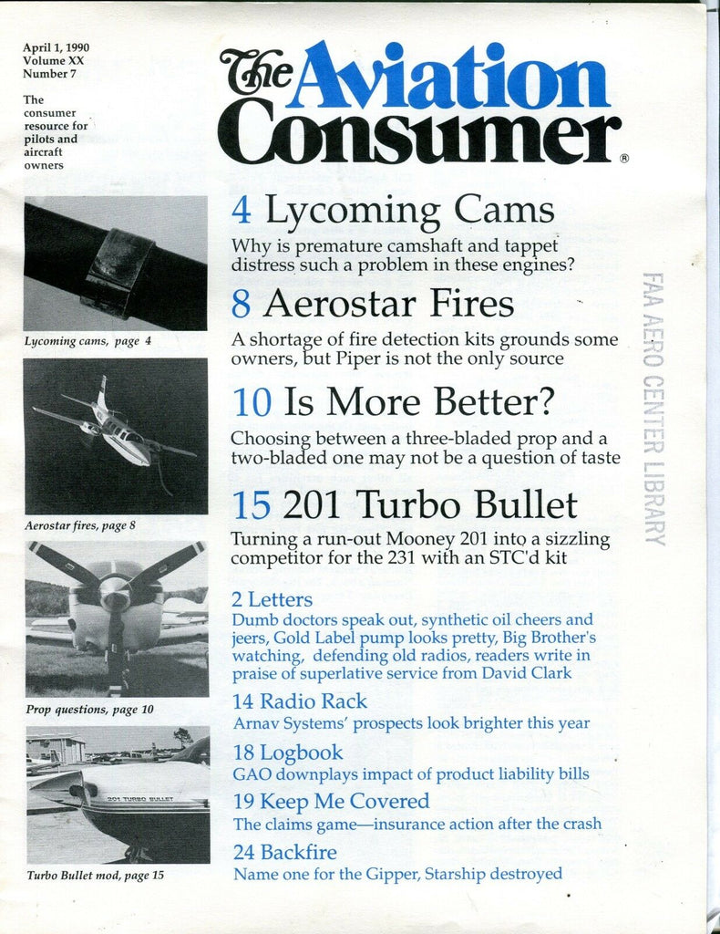 The Aviation Consumer Magazine April 1 1990 EX No ML FAA Library 102016jhe