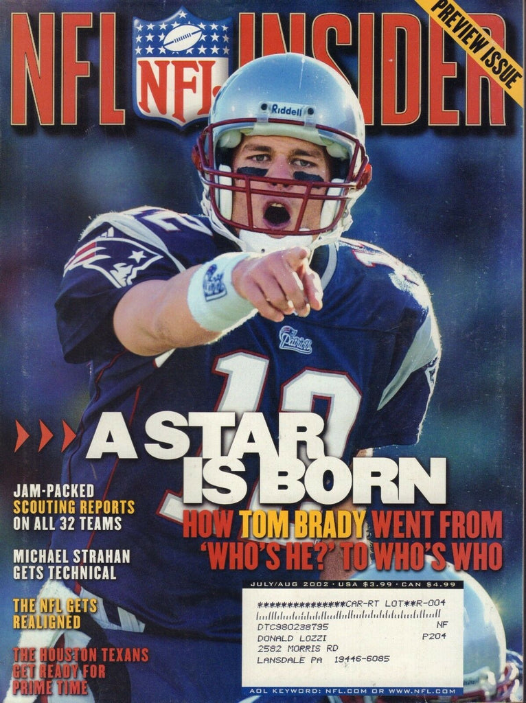 NFL Insider Magazine July/Aug. 2002 Tom Brady 082617nonjhe