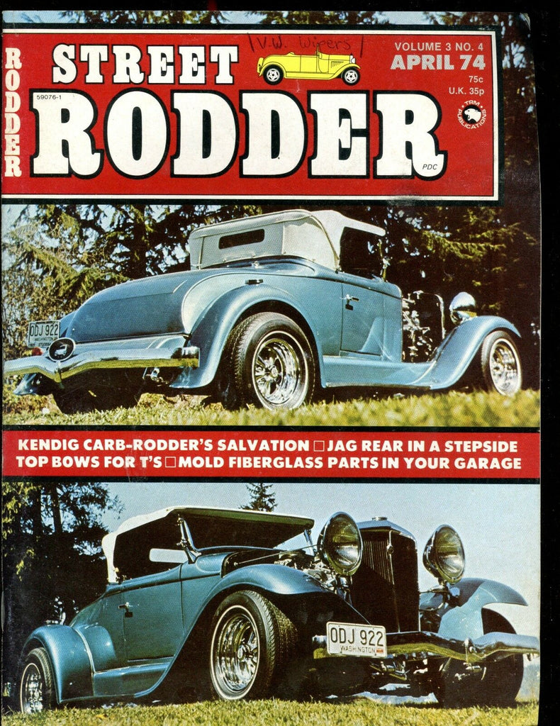 Street Rodder Magazine April 1974 Jag Rear EX No ML 012617jhe
