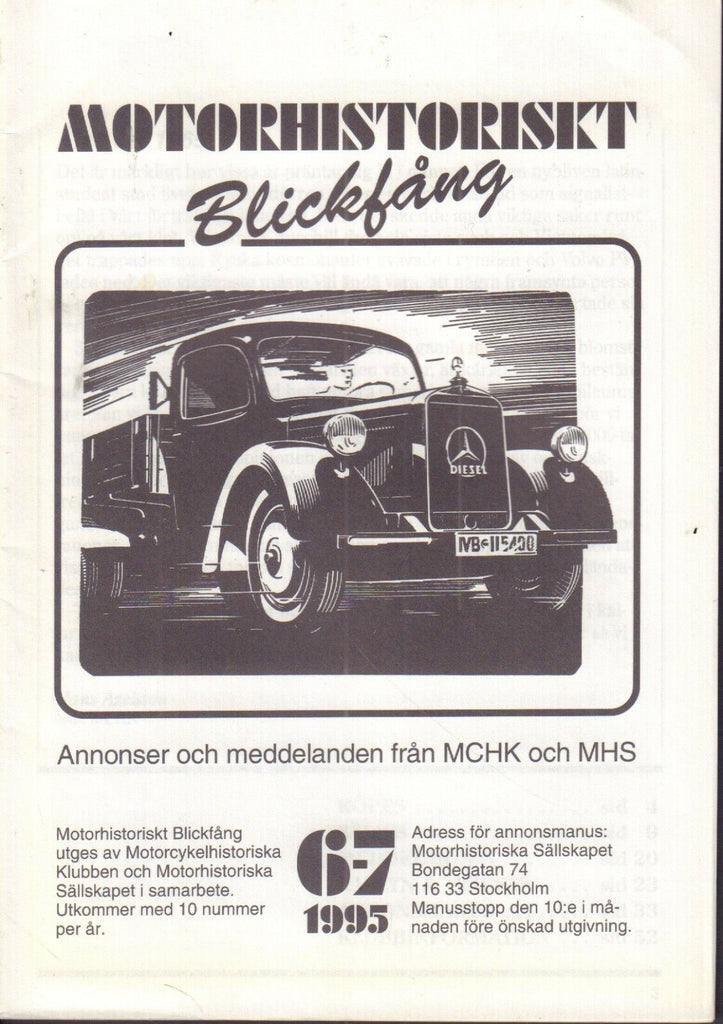 Motorhistoriskt Magasin Annons Swedish Car Magazine 6-7 1995 Merc 032717nonDBE